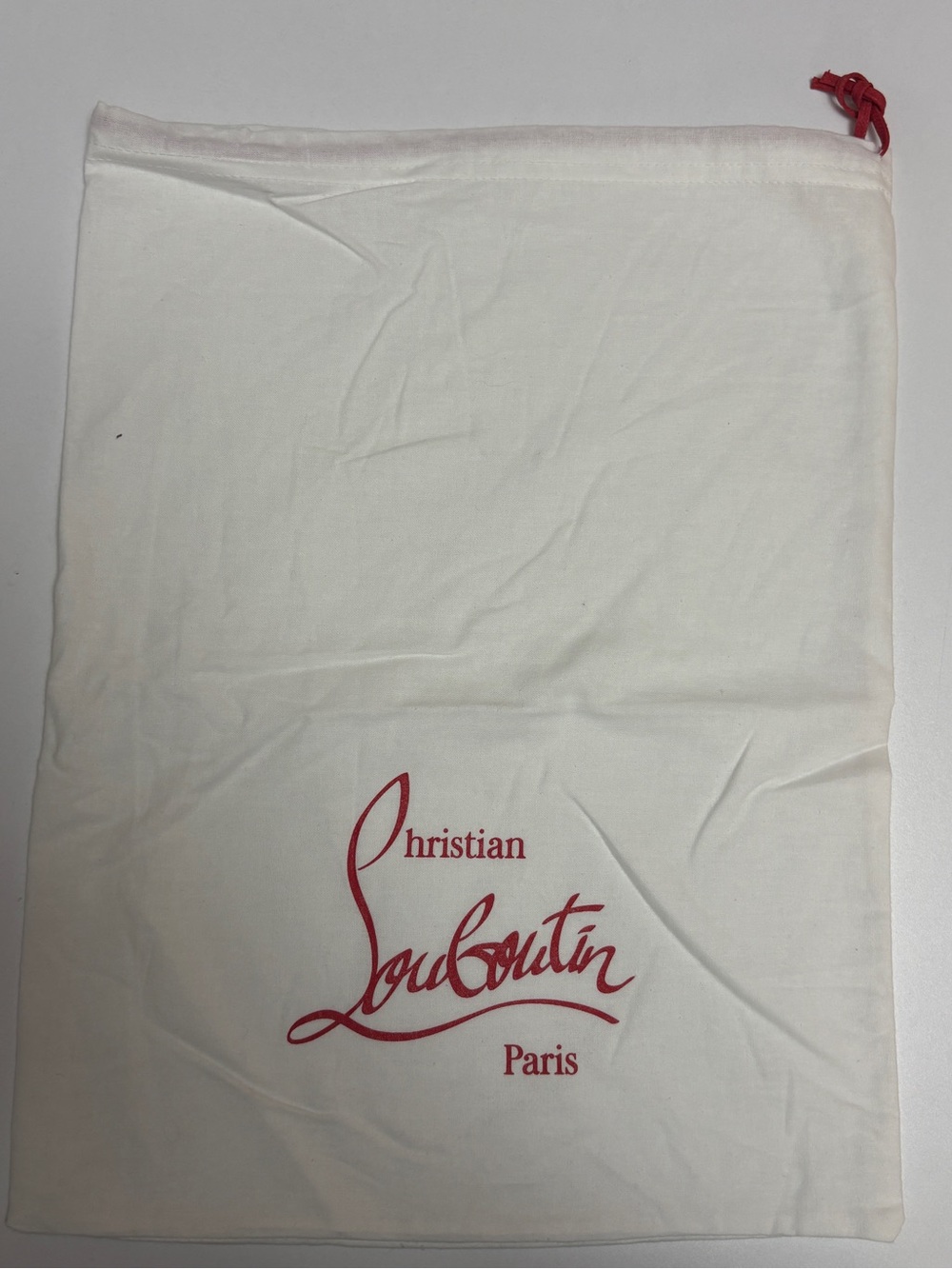 Christian Louboutin Cream Dust Bag with Red Logo
